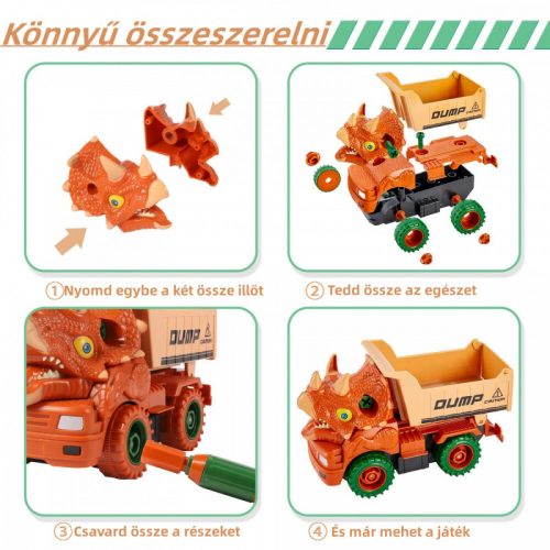 ToeyPlay Hračka Dinosaurus Stavební stroje 3 díly.