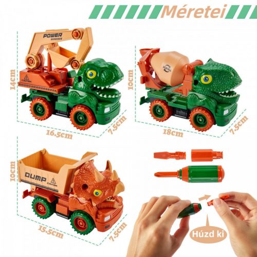 ToeyPlay Hračka Dinosaurus Stavební stroje 3 díly.