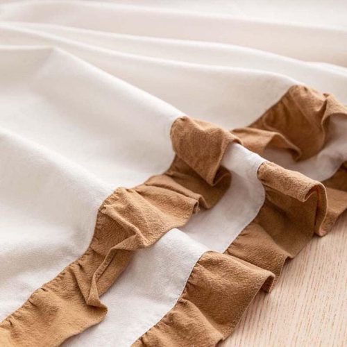 Foxace, Bílý, Skandinávský styl, ubrus s volánky (140x180 cm)