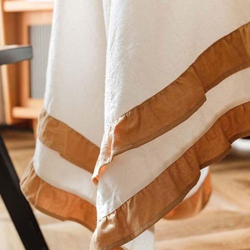 Foxace, Bílý, Skandinávský styl, ubrus s volánky (140x180 cm)