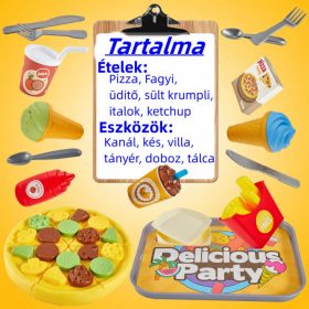  Dětská sada s pizzovým menu – barevná hra na postavy s příslušenstvím
