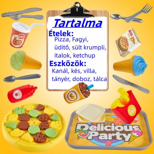Dětská sada s pizzovým menu – barevná hra na postavy s příslušenstvím