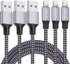 MFi certifikovaný nylonový opletený rychlonabíjecí USB kabel pro iPhone 1m, 3ks