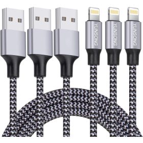   MFi certifikovaný nylonový opletený rychlonabíjecí USB kabel pro iPhone 1m, 3ks