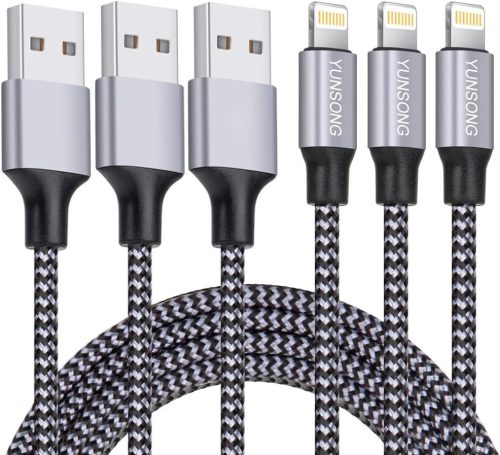 MFi certifikovaný nylonový opletený rychlonabíjecí USB kabel pro iPhone 1m, 3ks