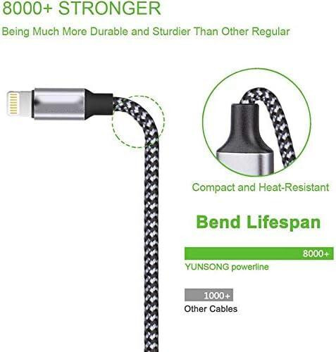 MFi certifikovaný nylonový opletený rychlonabíjecí USB kabel pro iPhone 1m, 3ks