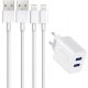 Amoner USB-C nabíječka s 2x1M telefonním kabelem (3 ks)