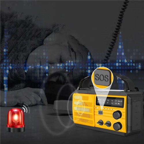 Nouzové meteorologické rádio s baterkou – žluté, FM/AM, signál SOS