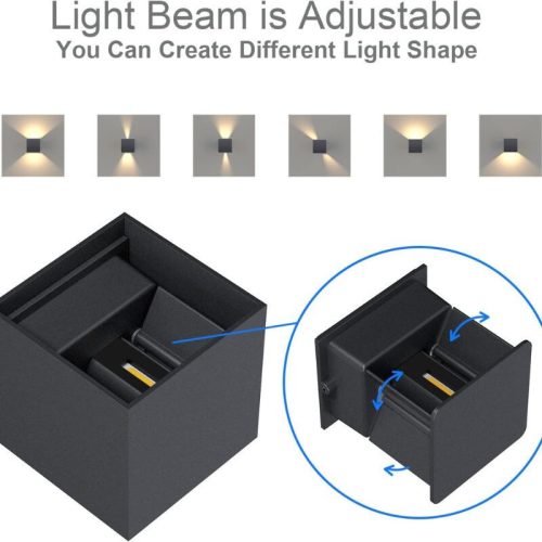 Venkovní nástěnné svítidlo K-Bright LED 12W, IP65, vodotěsné, antracitové, teplé bílé světlo - 1 ks