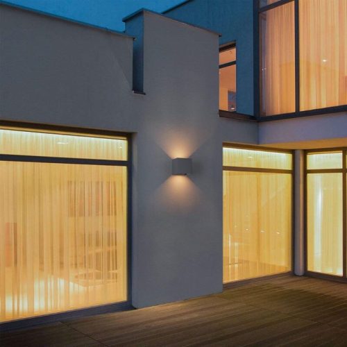 Venkovní nástěnné svítidlo K-Bright LED 12W, IP65, vodotěsné, antracitové, teplé bílé světlo - 1 ks