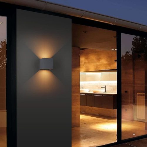 Venkovní nástěnné svítidlo K-Bright LED 12W, IP65, vodotěsné, antracitové, teplé bílé světlo - 1 ks