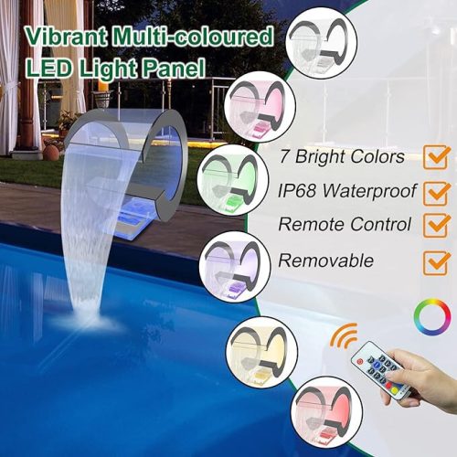 Bazénová fontána z nerezové oceli ve tvaru písmene C LONGRUN 36, 3cm