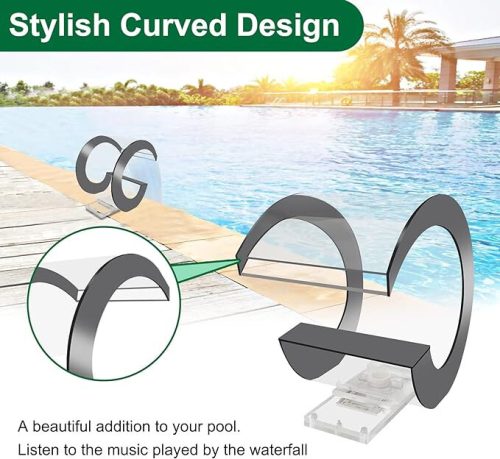 Bazénová fontána z nerezové oceli ve tvaru písmene C LONGRUN 36, 3cm