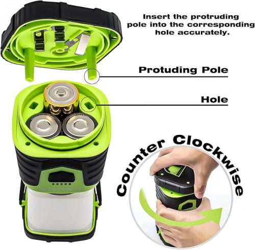 Přenosné kempingové světlo Pngos Green LED s baterií – 10 LED diod