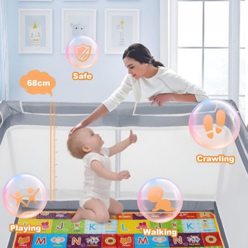 Přenosná dětská ohrádka Tenckat – s matrací pro domácí mazlíčky, 130×130×68 cm