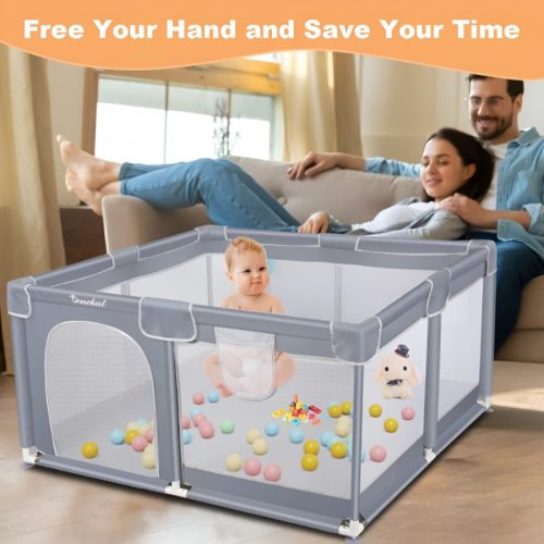 Přenosná dětská ohrádka Tenckat – s matrací pro domácí mazlíčky, 130×130×68 cm