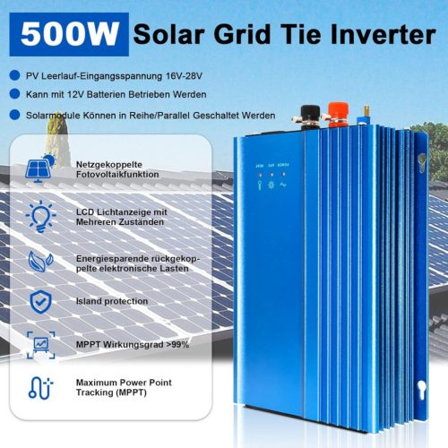ARCELI 500W MPPT 12V solární invertor – mikro invertor, fotovoltaický invertor – modrý
