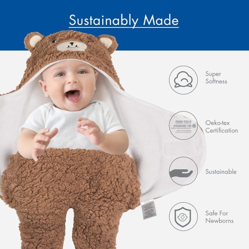 Dětská zavinovačka Soarwg pro miminka 0-6 měsíců – hnědobílá, měkká, teplá zavinovačka pro novorozence