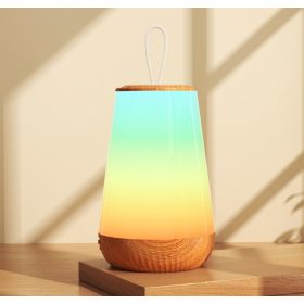   LED noční světlo – vzor dřeva, teplé světlo, stolní lampa do ložnice