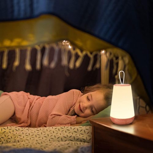 LED noční světlo – vzor dřeva, teplé světlo, stolní lampa do ložnice