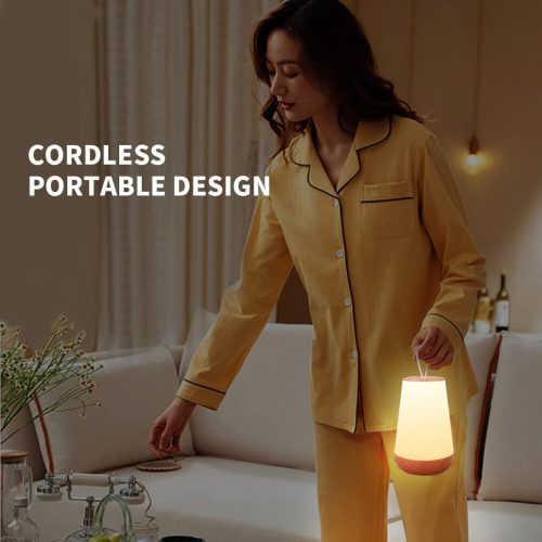 LED noční světlo – vzor dřeva, teplé světlo, stolní lampa do ložnice