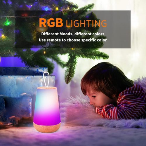 LED noční světlo – vzor dřeva, teplé světlo, stolní lampa do ložnice