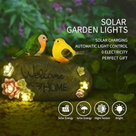   Venkovní solární dekorační světlo JeeYee s motivem ptáka a cedulí „Vítejte v mém domě“ – zahradní LED