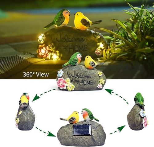 Venkovní solární dekorační světlo JeeYee s motivem ptáka a cedulí „Vítejte v mém domě“ – zahradní LED