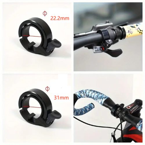 Černý zvonek na kolo s 22mm reproduktorem – pro řídítka o průměru 31 mm