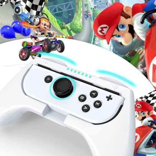 Mooroer Joy-Con grip a závodní volant 3 díly - bílý