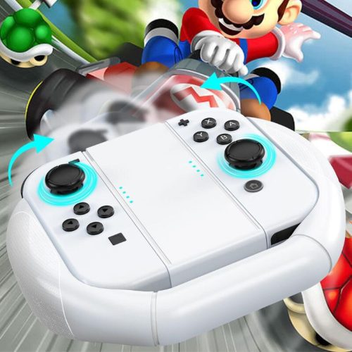 Mooroer Joy-Con grip a závodní volant 3 díly - bílý