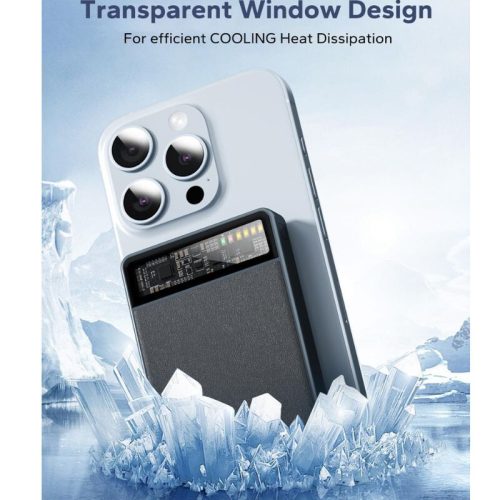 Magnetická powerbanka KPON 10000mAh s Magsafe nabíječkou pro iPhone a Apple Watch - karbonově černá