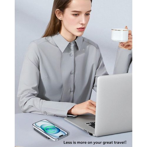 Magnetická powerbanka KPON 10000mAh s Magsafe nabíječkou pro iPhone a Apple Watch - karbonově černá