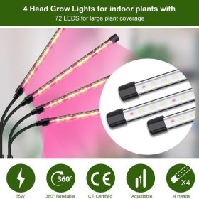   LED pěstební světlo Yikedan pro pokojové rostliny – černé, snastavitelnými rameny