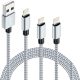 Nabíječka pro iPhone, opletená nylonová 3 ks: 1m + 2 m/2 ks (bílo-šedá)