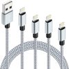 Nabíjecí kabel pro iPhone 4 ks – 1 m, opletený nylon, bílo-šedý, sada kabelů Lightning