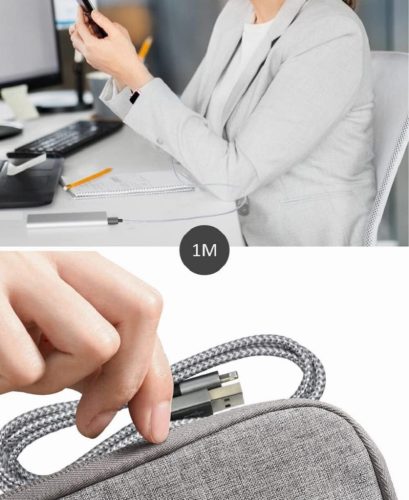 Nabíjecí kabel pro iPhone 4 ks – 1 m, opletený nylon, bílo-šedý, sada kabelů Lightning