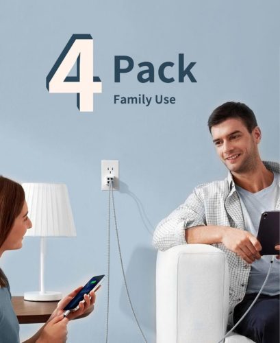 Nabíjecí kabel pro iPhone 4 ks – 1 m, opletený nylon, bílo-šedý, sada kabelů Lightning