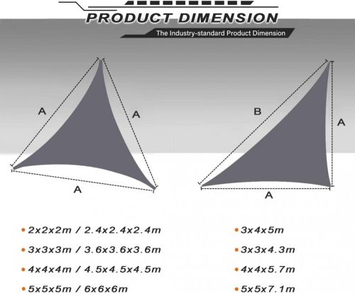 Sluneční plachta SunnestLife 6x6x6 m trojúhelníková – vodotěsná, odolná proti UV záření, šedá