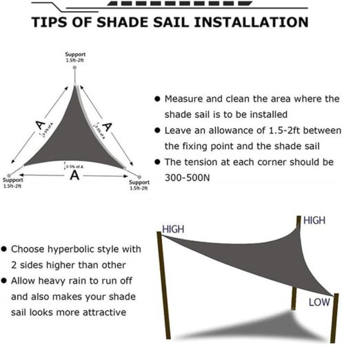 Sluneční plachta SunnestLife 6x6x6 m trojúhelníková – vodotěsná, odolná proti UV záření, šedá