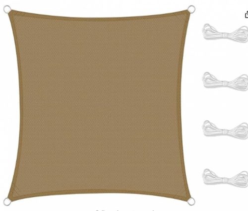 SunnestLife Voděodolná obdélníková sluneční clona odolná proti UV záření – 2x2 m hnědá venkovní clona na terasu a zahradu